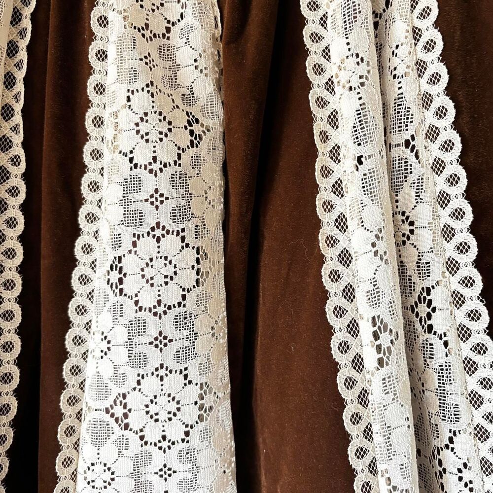 Vintage Brown and White Lace Prairie Gunne Sax Vibe Midi Skirt - Picture 2 of 5